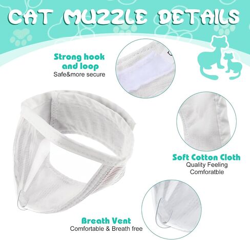 Hillban Cat Muzzle for Grooming with 4 Silicone Boots Breathable Transparent Cat Face Guard Silicone Cat Claw Covers Anti Scratch Cat Booties to Prevent Scratching Biting Bathing Trimming (Small) in Kuwait