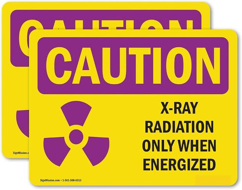 (2 Pack) X-Ray Radiation Only When Energized With Symbol OSHA Caution Radiation Sign 5 Inch X 3.5 Inch Vinyl Label Decal Sticker Weather Resistant, UV Protected for Workplace, Made in the USA in Saudi Arabia