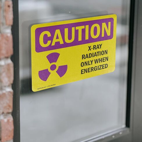 (2 Pack) X-Ray Radiation Only When Energized With Symbol OSHA Caution Radiation Sign 5 Inch X 3.5 Inch Vinyl Label Decal Sticker Weather Resistant, UV Protected for Workplace, Made in the USA in Saudi Arabia