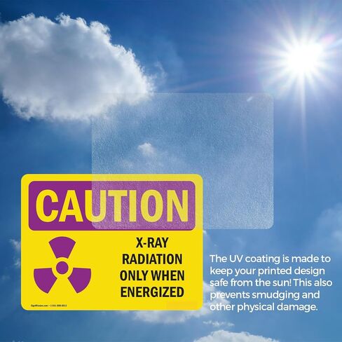 (2 Pack) X-Ray Radiation Only When Energized With Symbol OSHA Caution Radiation Sign 5 Inch X 3.5 Inch Vinyl Label Decal Sticker Weather Resistant, UV Protected for Workplace, Made in the USA in Saudi Arabia