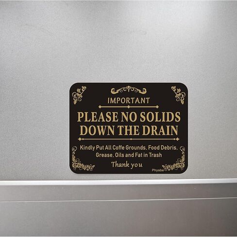 4 PCS Please No Solids Down The Drain Sign, 5" x 4" Thick Acrylic Self-Adhesive Laundry Room Sign, Airbnb Essentials For Hosts, Ideal for Rental Home，Restaurants, Bars, Hotels, and Airbnb, Easy to Install in Kuwait