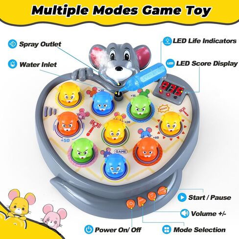 Yerloa Whack A Mole Game Dinosaur Toys for Kids 2 3 4 Year Old Boy Birthday Gift, Sensory Toddler Boy Toys for Ages 2-4 2-3 4-6 3-5 Dino Volcano Learning Easter Gifts with 2 Hammers, Music Spray Light in Kuwait