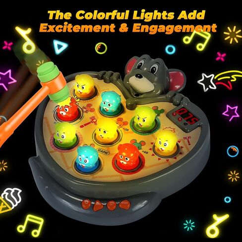 Yerloa Whack A Mole Game Dinosaur Toys for Kids 2 3 4 Year Old Boy Birthday Gift, Sensory Toddler Boy Toys for Ages 2-4 2-3 4-6 3-5 Dino Volcano Learning Easter Gifts with 2 Hammers, Music Spray Light in Kuwait