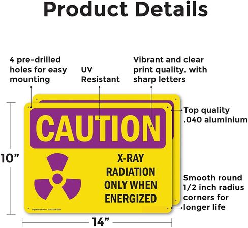(2 Pack) X-Ray Radiation Only When Energized With Symbol OSHA Caution Radiation Sign 5 Inch X 3.5 Inch Vinyl Label Decal Sticker Weather Resistant, UV Protected for Workplace, Made in the USA in Saudi Arabia