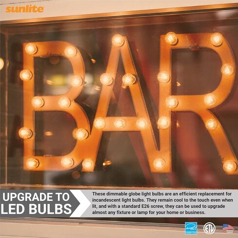 Sunlite G16 LED Dimmable Decorative Globe Vanity Light Bulbs, Clear, 7W (60W Equiv.), 500 Lumens, Medium E26 Base, Mirror Lights for Bedroom and Bathroom, 120V, ETL Listed, 2700K Soft White, 3 Pack in Kuwait
