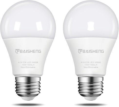 15W LED Light Bulbs 100 Watt Equivalent, No Flicker, 1500 Lumens, 3000K Soft White Super Bright 100 Watt Equivalent Light A19 LED Bulb, Non-Dimmable, E26, CRI 85+, 30000+ Hours (2, 3000K) in Saudi Arabia