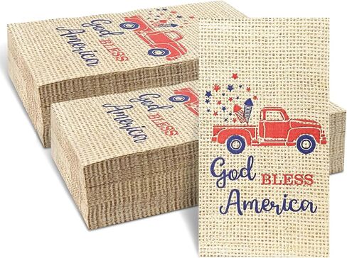 60 Pcs Burlap Printed Napkins, Guest Towels Disposable Bathroom Hand Towels Paper Guest Napkins for Bathroom Kitchen Wedding Camping Cocktail Party 4.3 x 7.9 Inch in Saudi Arabia