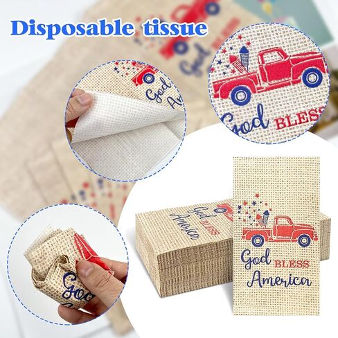 60 Pcs Burlap Printed Napkins, Guest Towels Disposable Bathroom Hand Towels Paper Guest Napkins for Bathroom Kitchen Wedding Camping Cocktail Party 4.3 x 7.9 Inch in Saudi Arabia