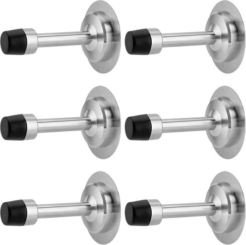 6 قطع سدادات أبواب لاصقة مثبتة على الحائط، سدادة باب من الفولاذ المقاوم للصدأ، سدادة باب ذاتية اللصق 3M مع طرف ممتص للصدمات مطاطي، سدادة باب طويلة لحماية باب الحائط، 2.95 بوصة in Kuwait