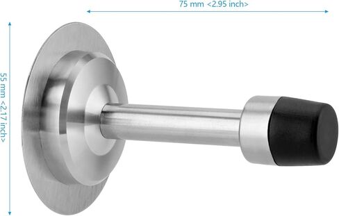6 قطع سدادات أبواب لاصقة مثبتة على الحائط، سدادة باب من الفولاذ المقاوم للصدأ، سدادة باب ذاتية اللصق 3M مع طرف ممتص للصدمات مطاطي، سدادة باب طويلة لحماية باب الحائط، 2.95 بوصة in Kuwait
