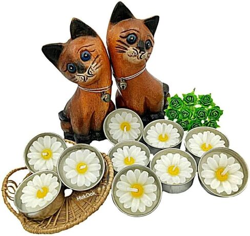 Flower Shape Tealight Candles for Birthday Party Home Décor Spa Wedding Anniversary Valentine's Day Mother's Day Celebration Baby Shower Decoration. (White Daisies) in Saudi Arabia