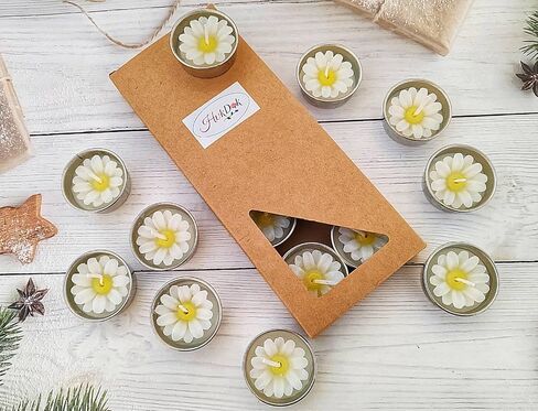 Flower Shape Tealight Candles for Birthday Party Home Décor Spa Wedding Anniversary Valentine's Day Mother's Day Celebration Baby Shower Decoration. (White Daisies) in Saudi Arabia