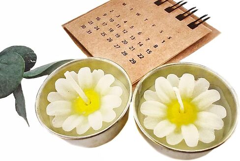 Flower Shape Tealight Candles for Birthday Party Home Décor Spa Wedding Anniversary Valentine's Day Mother's Day Celebration Baby Shower Decoration. (White Daisies) in Saudi Arabia