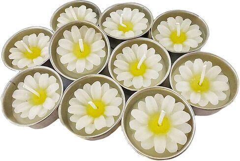 Flower Shape Tealight Candles for Birthday Party Home Décor Spa Wedding Anniversary Valentine's Day Mother's Day Celebration Baby Shower Decoration. (White Daisies) in Saudi Arabia