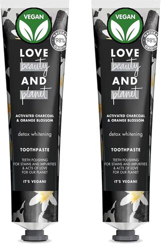 Love Beauty and Planet Whitening Toothpaste, 2 Pack Detox Whitening, Activated Charcoal and Orange Blossom Toothpaste, Adult Natural Vegan Toothpaste, Travel Size 2.5 oz. Each in Saudi Arabia