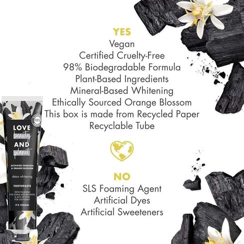 Love Beauty and Planet Whitening Toothpaste, 2 Pack Detox Whitening, Activated Charcoal and Orange Blossom Toothpaste, Adult Natural Vegan Toothpaste, Travel Size 2.5 oz. Each in Saudi Arabia