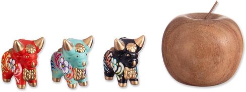 NOVICA Artisan Handcrafted Ceramic Figurines Multicolor Set of Three Bull Peru Sculpture Animal Themed Cultural [ 2in H x 2in W x 1.2in D] ' Little Pucara Bulls' Set of 3 in Saudi Arabia