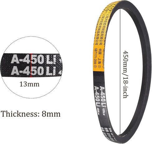 2pcs A-450Li/A18 Drive V-Belt - [13mm Width x 8mm Height] A-Section Rubber Drive Belt Wrapped for Transmission Use, 450mm Inside Circumference in Saudi Arabia