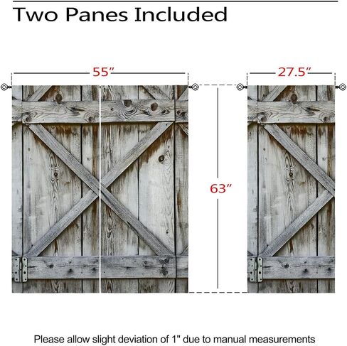 Wood Door Blackout Curtains for Girls Boy Home Decor, Village Barn Farmhouse Rural Art Grommet Thermal Insulated Drapes Darkening Window Curtain for Bedroom Living Room, 55 x 63 Inch in Saudi Arabia