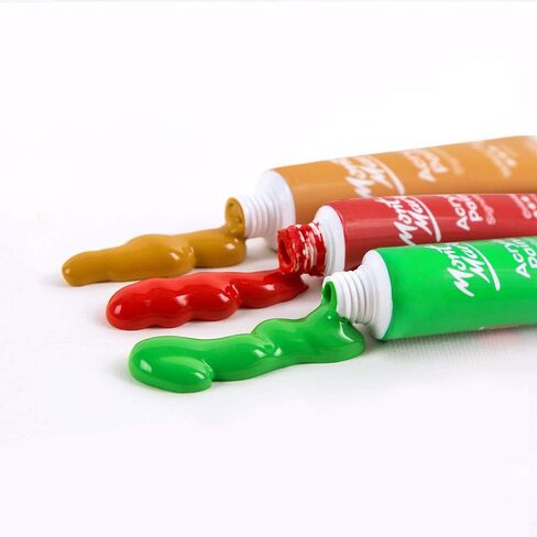 Mont Marte Acrylic Paint Set 24 Colours 12ml, Perfect for Canvas, Wood, Fabric, Leather, Cardboard, Paper, MDF and Crafts (24 Bright Colours 12 ML, 1 PACK) in Saudi Arabia