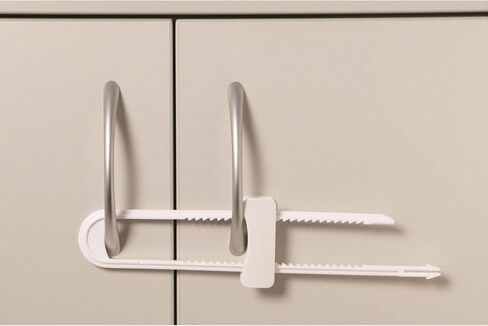 Dreambaby Sliding Cabinet Locks - Child Proof Cabinet Latches - For Kitchen, Bathroom Storage Doors Handles & Knobs - Suitable for Round & D-Shaped Handles - 3 Pack - White - Model L183 | Child Proof Cabinet Locks - Fits Round & D-Shaped Handles - Sliding in Saudi Arabia