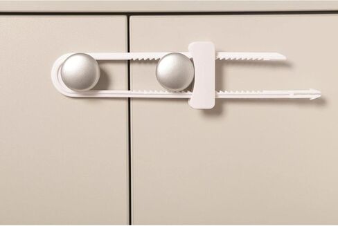 Dreambaby Sliding Cabinet Locks - Child Proof Cabinet Latches - For Kitchen, Bathroom Storage Doors Handles & Knobs - Suitable for Round & D-Shaped Handles - 3 Pack - White - Model L183 | Child Proof Cabinet Locks - Fits Round & D-Shaped Handles - Sliding in Saudi Arabia