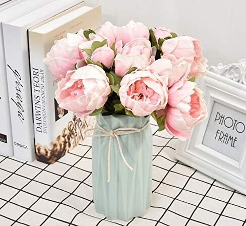 14" Real Touch Latex Peony Bunch Artificial Spring Flowers for Home Decor, Wedding Bouquets, and centerpieces (6 PCS) (Wine) in Saudi Arabia