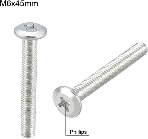 uxcell M6x35mm Phillips Head Machine Screws Zinc Plated Cross Screw Leather Fasteners Bolts, Full Thread Carbon Steel 10Pcs in Saudi Arabia