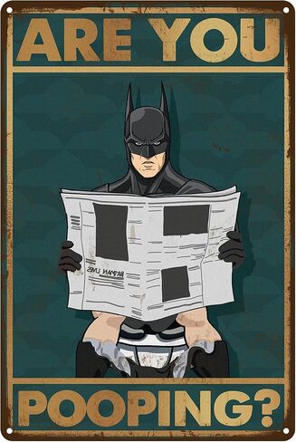 Tin Signs - ARE YOU POOPING? - Sign Funny Retro Metal Poster for Home Interior Decor Bathroom Wall Art Designer Decor Vintage Metal Tin Sign Gift (Black-Bat) in Saudi Arabia