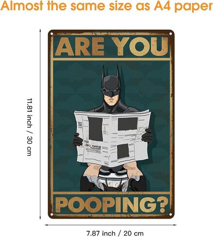Tin Signs - ARE YOU POOPING? - Sign Funny Retro Metal Poster for Home Interior Decor Bathroom Wall Art Designer Decor Vintage Metal Tin Sign Gift (Black-Bat) in Saudi Arabia