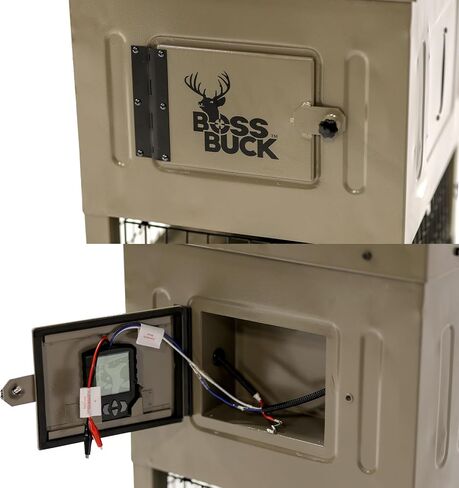 حامل BOSS Buck ووحدة تغذية مزلقة مع لوحة محول ولوحة شمسية | وحدة تغذية أوتوماتيكية للعبة صيد الغزلان من الفولاذ المتين سهلة التجميع ومحمية وقابلة للبرمجة in Kuwait