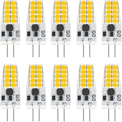لمبة G4 LED قابلة للتعتيم 12 فولت 24 فولت JC، 20-30 وات T3 G4 مكافئ هالوجين، 2700 كلفن أبيض دافئ، قاعدة G4 ثنائية الدبوس، 300 لومن، إضاءة الثريا/إضاءة المناظر الطبيعية/إضاءة الميكروويف 10 قطع in Saudi Arabia