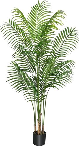 Artificial Areca Palm Tree 5FT Tall Fake Tropical Plants, Realistic Palm Fronds and Trunks, 60" Dypsis Lutescens Trees for Home Garden Indoor Outdoor Office Decor in Saudi Arabia