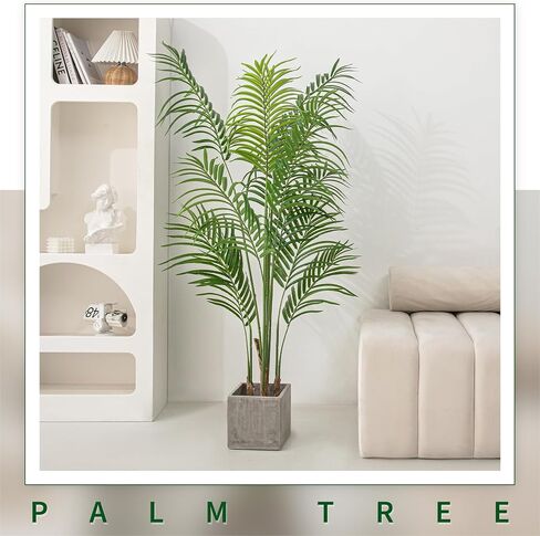 Artificial Areca Palm Tree 5FT Tall Fake Tropical Plants, Realistic Palm Fronds and Trunks, 60" Dypsis Lutescens Trees for Home Garden Indoor Outdoor Office Decor in Saudi Arabia