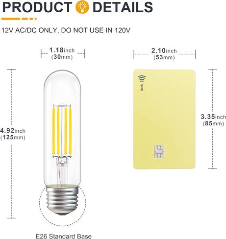 12V T10 Edison LED Light Bulbs - Soft Warm 2700K 2W (Only for 12 Volt DC/AC)- 25W Equivalent Low Voltage E26 Standard Base T30 LED Tube Bulb for RV, Posts - 4 Pack in Saudi Arabia
