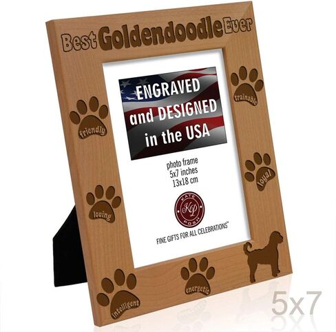إطار صورة KATE POSH Goldendoodle، أفضل Goldendoodle على الإطلاق، هدية جرو جديدة، هدية لمحبي الكلاب، كلب تذكاري، إطار صور من الخشب الطبيعي محفور (5 × 7 رأسيًا) in Saudi Arabia