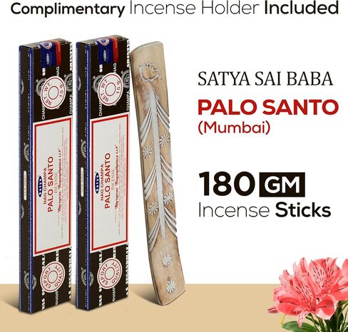 Satya Sandalwood Incense Sticks 180 gm (15GM X 12 Pack) from Satya Mumbai and Raajsee Incense Sticks Holder Bundle, Free from Chemicals,Natural Insenses in Saudi Arabia