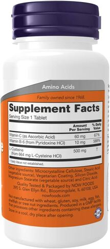 NOW Foods L-Cysteine ​​500 mg، 100 قرص (عبوة من 2) in Saudi Arabia