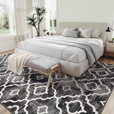 سجاد منطقة WESTLOOM مقاس 4 × 6، سجادة حديثة قابلة للغسل، سجاد غرفة المعيشة هندسية، سجاد غرفة نوم غير قابل للانزلاق، سجادة غرفة الطعام الهندسية، سجادة مغربية منخفضة الوبر، سجاد منطقة المطبخ الكبيرة، 4 × 6 in Kuwait