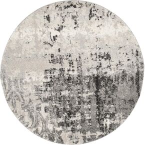 SAFAVIEH Retro Collection 6' Round Light Grey/Grey RET2139 Modern Abstract Non-Shedding Dining Room Entryway Foyer Living Room Bedroom Area Rug