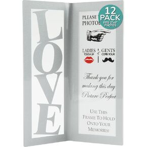 pbf PHOTO BOOTH FRAMES | Standing Love Picture Frame for 2x6 Photo Strip | Picture Frames for Couples | Cute Anniversary Picture Frame | Family Photo Frames (Black, 12-Pack)