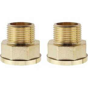 RLECS 2PCS 1Inchx1.25Inch Lengthened Extension Fitting Brass Adapter Golden All Brass Thickened Female Pipe Fitting Suitable for Water and Oil Pipe and Gas Pipe