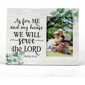 FONDCANYON As For Me And My House We Will Serve The Lord Joshua 24:15 Picture Photo Frame, Religious Scripture Picture Frames, Christian Gifts, Bible Verse Gifts For Women Christian(4x6 Inch Photo)