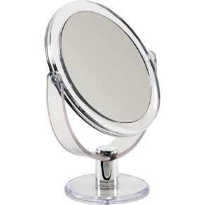 Bath Bliss Double Sided Free Standing Swivel Vanity Mirror, Regular & 10X’s Magnification, Make-up & Shaving Use, Tabletop, Rubberized, Grey