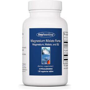 Allergy Research Group Magnesium Malate Forte Supplement - Magnesium and Malic Acid, Energy Support, Vitamin B2, Vegetarian Tablets - 120 Count