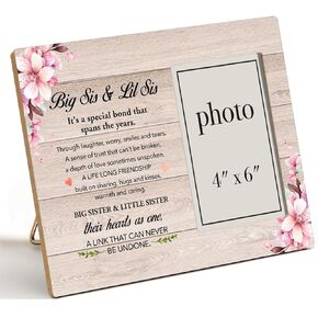 Dumyum Big Sister Gift From Little Sister, Sister Gifts From Sister, Gifts for Sister Wood Photo Frame, Big Sis and Lit Sis Picture Frame Sister Gifts (Photo 4x6 Inches)
