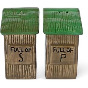 Rivers Edge Products Salt and Pepper Shakers Set, Unique Poly Resin Spice Dispenser, Novelty Kitchen Counter Decor, Outhouse