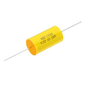 PATIKIL 8.2uF 250 V Frequency Divider Capacitor, 1 Pcs Axial Audio Speaker Crossover Step-Less Film Capacitor MKP Capacitor for Audio Equipment Appliances, Yellow