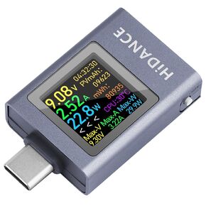 USB C Power Meter USB C Tester, USB Multimeter 4.5-50V 0-12A Two-Way Measurement Voltage Current Capacity Amp Volt Voltmeter Ammeter Detector Digital Tester for Chargers Power Bank Cable
