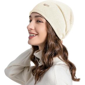 ZLYC Women Wool Cashmere Hat Soft Slouchy Beanie Ladies Warm Winter Knitted Skull Cap